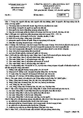 Đề kiểm tra học kì I Lịch sử lớp 12 - Mã đề 468 - Trường THPT Phạm Văn Nghị